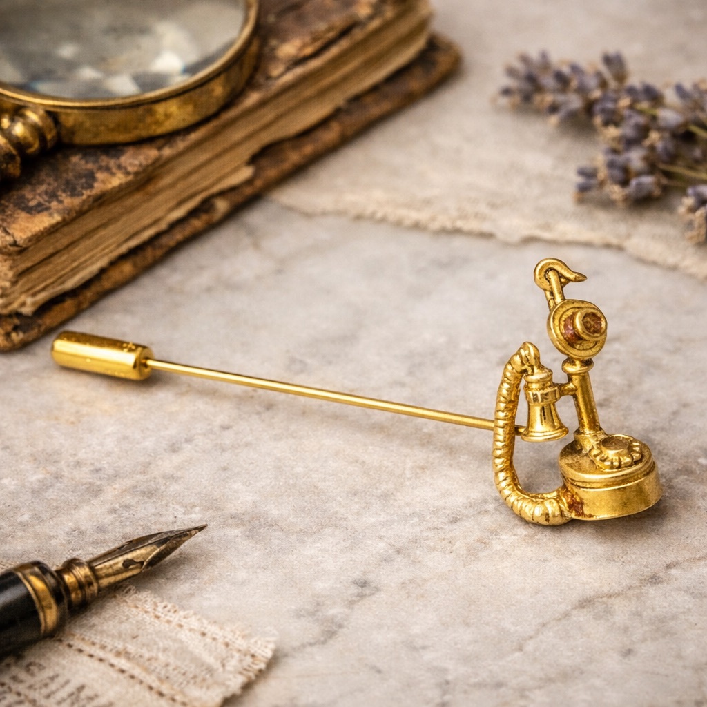 Vintage-Inspired Gold Telephone Stick Pin C